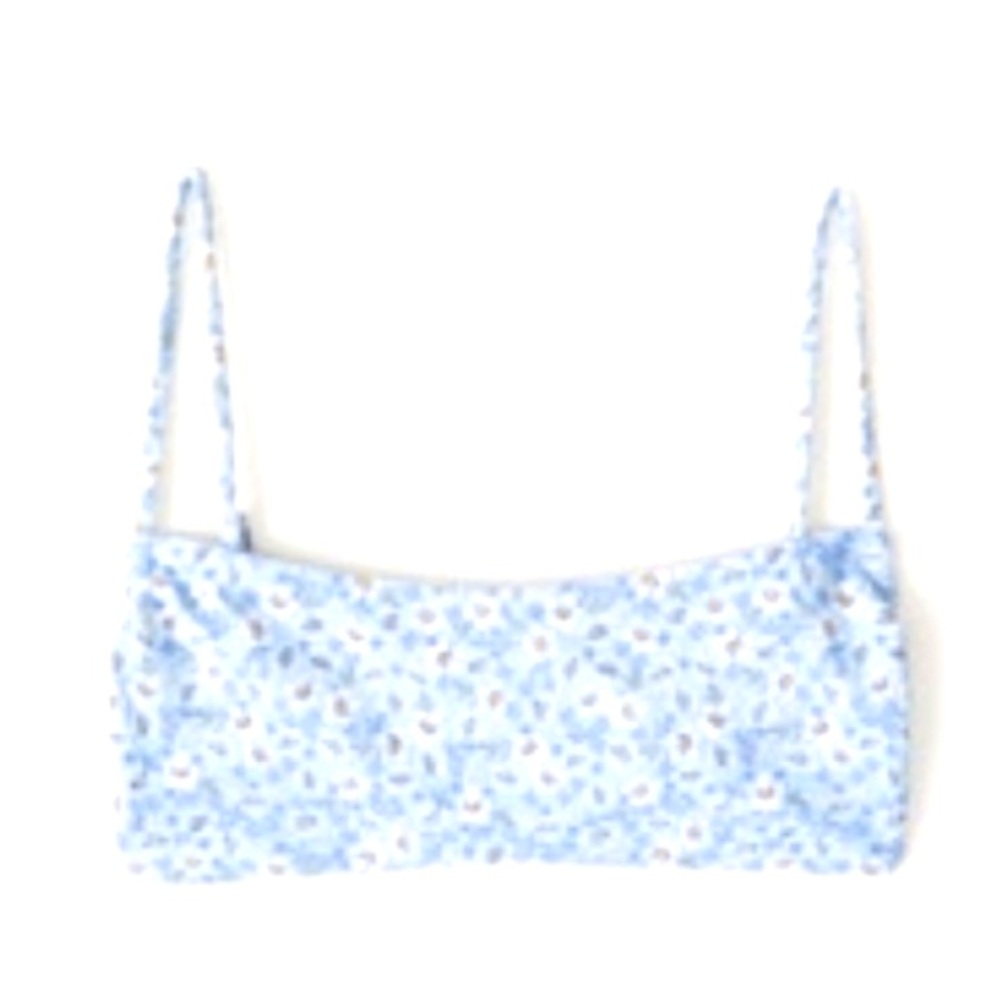 Abercrombie & Fitch Women's Skinny-Strap Swim Top Light Blue Floral